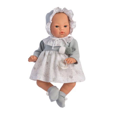 Asi - Koke doll in grey and white dress, 36 cm