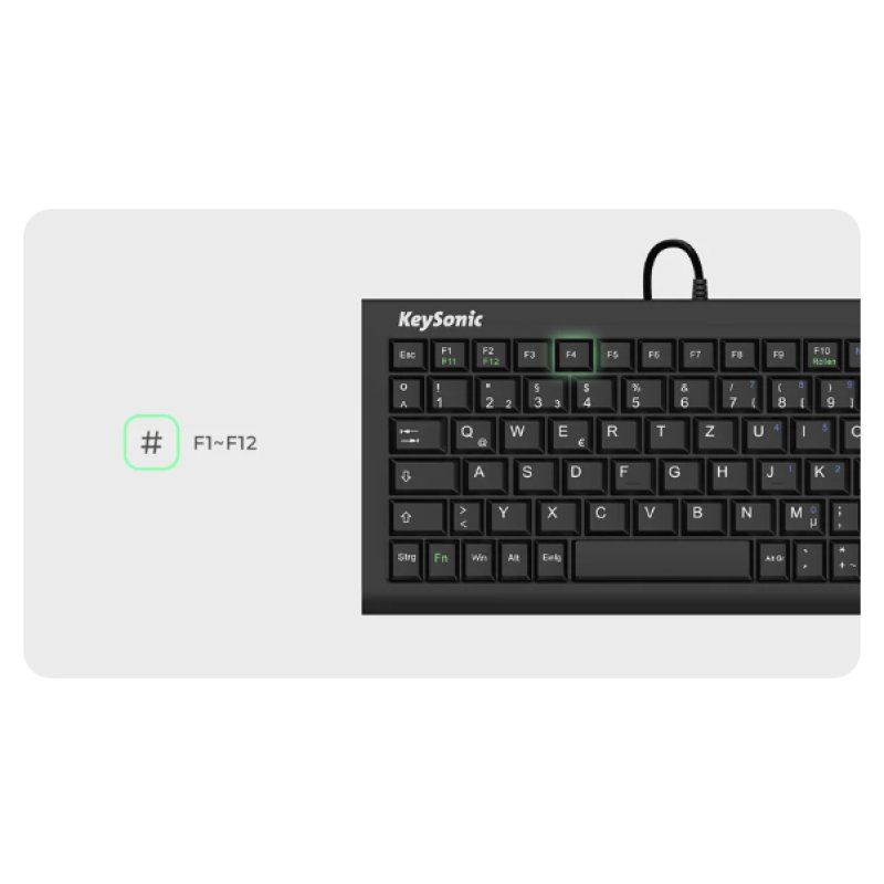KeySonic ACK-3401U (UK) clavier Maison USB QWERTY Anglais britannique Noir
