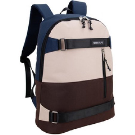 BESTLIFE Urban Sac à dos laptop COL SKATE, bleu/beige/marron