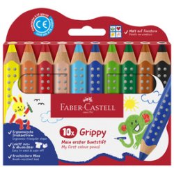 FABER-CASTELL Crayon de couleur Grippy, étui carton de 10