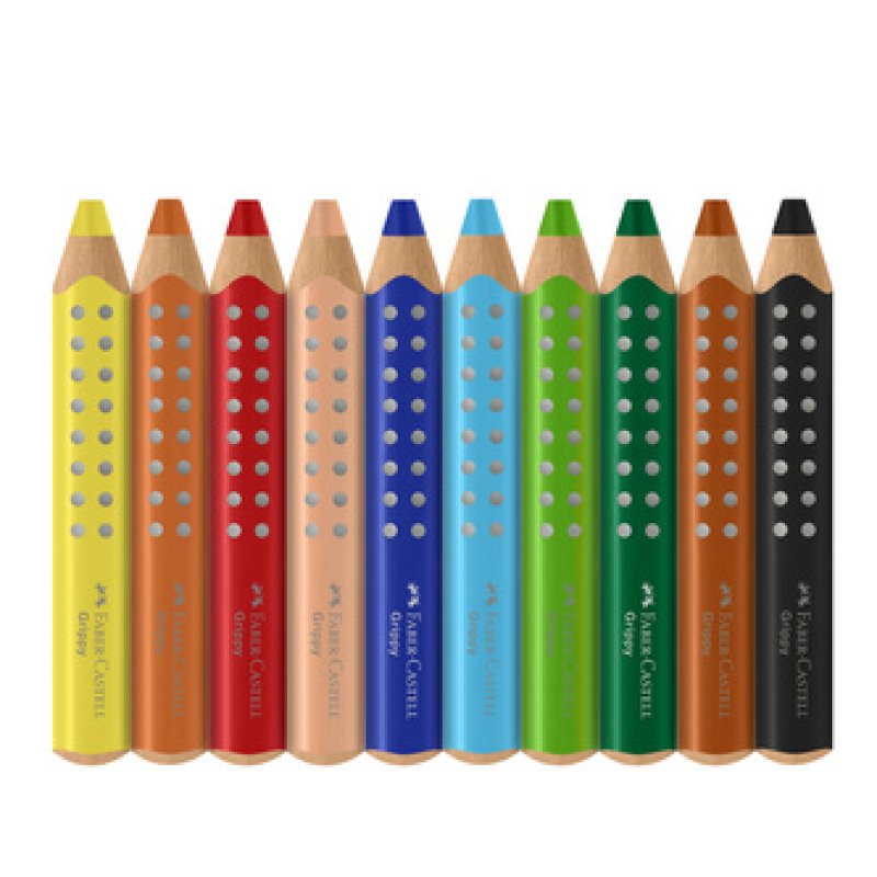 FABER-CASTELL Crayon de couleur Grippy, étui carton de 10