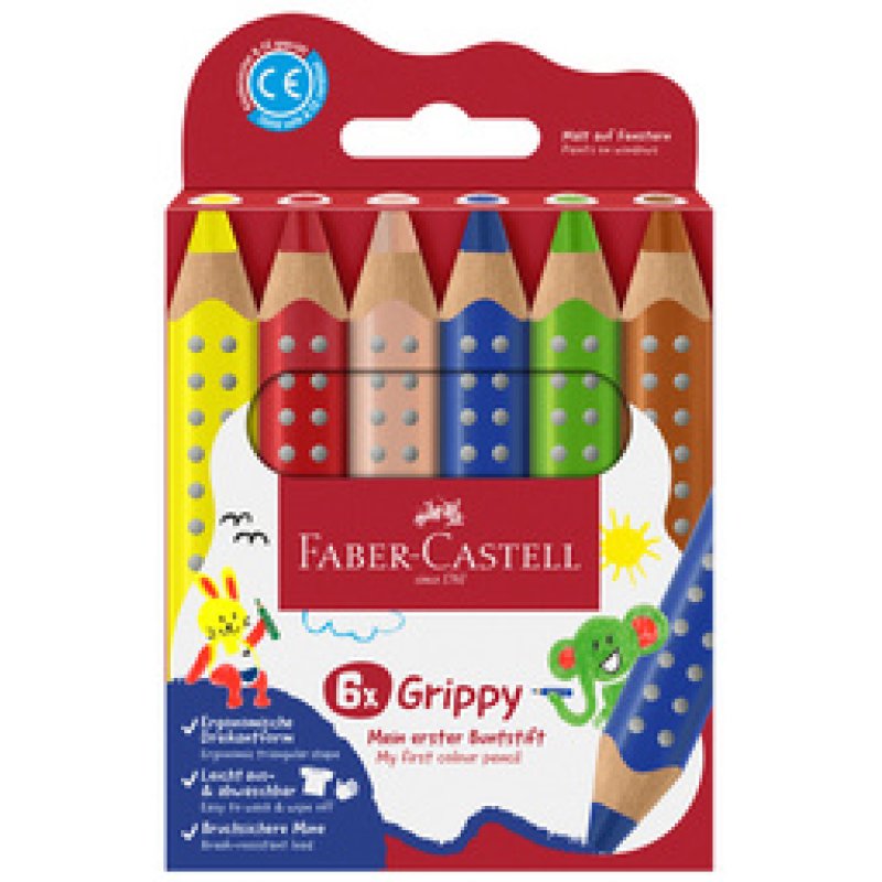 FABER-CASTELL Crayon de couleur Grippy, étui carton de 10