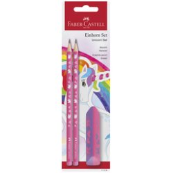 FABER-CASTELL Kit d'écriture Licorne, 3 pièces, rose