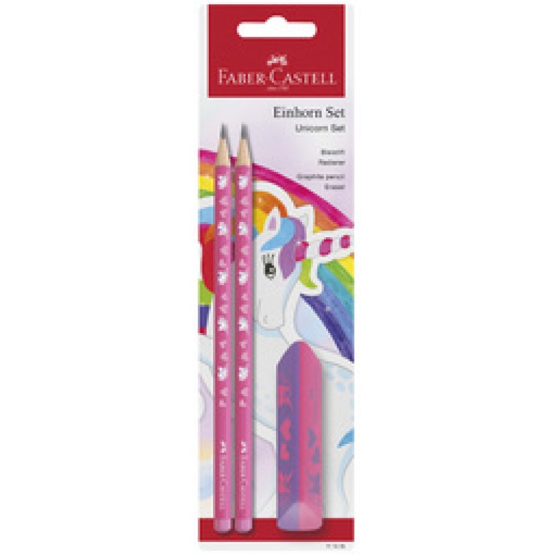 FABER-CASTELL Kit d'écriture Licorne, 3 pièces, rose