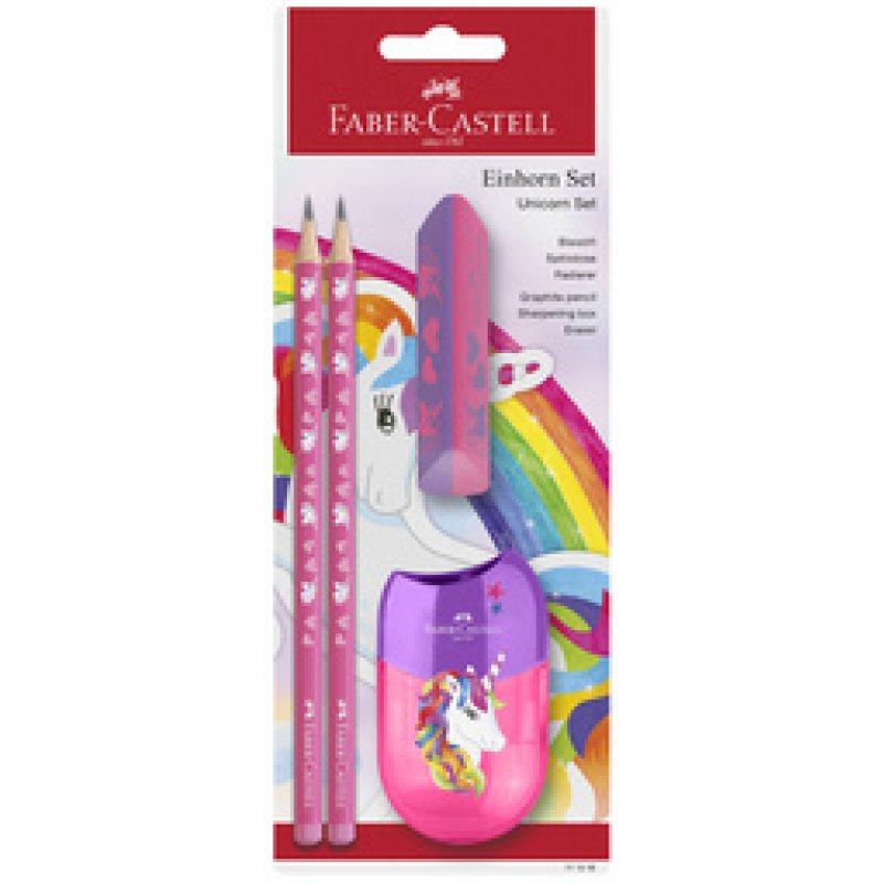 FABER-CASTELL Kit d'écriture Licorne, 4 pièces, rose