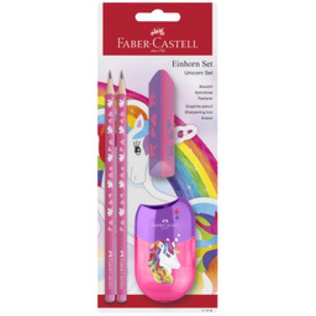 FABER-CASTELL Kit d'écriture Licorne, 4 pièces, rose