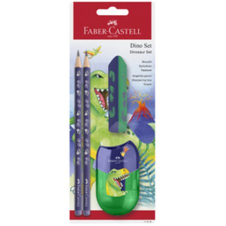 FABER-CASTELL Kit d'écriture Dino, 4 pièces, bleu