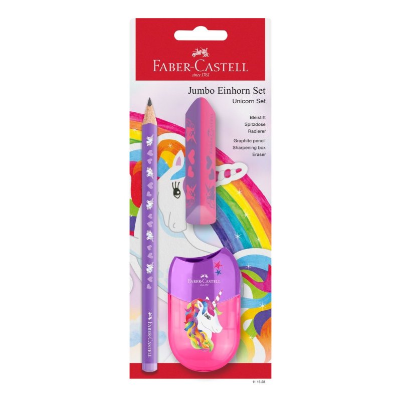 FABER-CASTELL Kit d'écriture Licorne Jumbo, 3 pièces, violet
