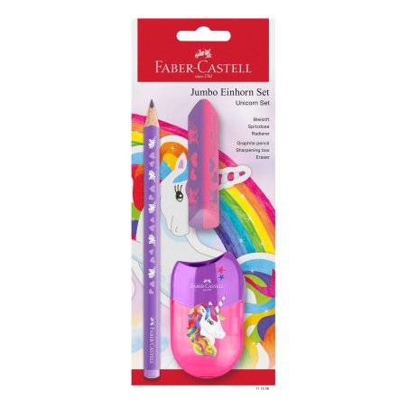 FABER-CASTELL Kit d'écriture Licorne Jumbo, 3 pièces, violet