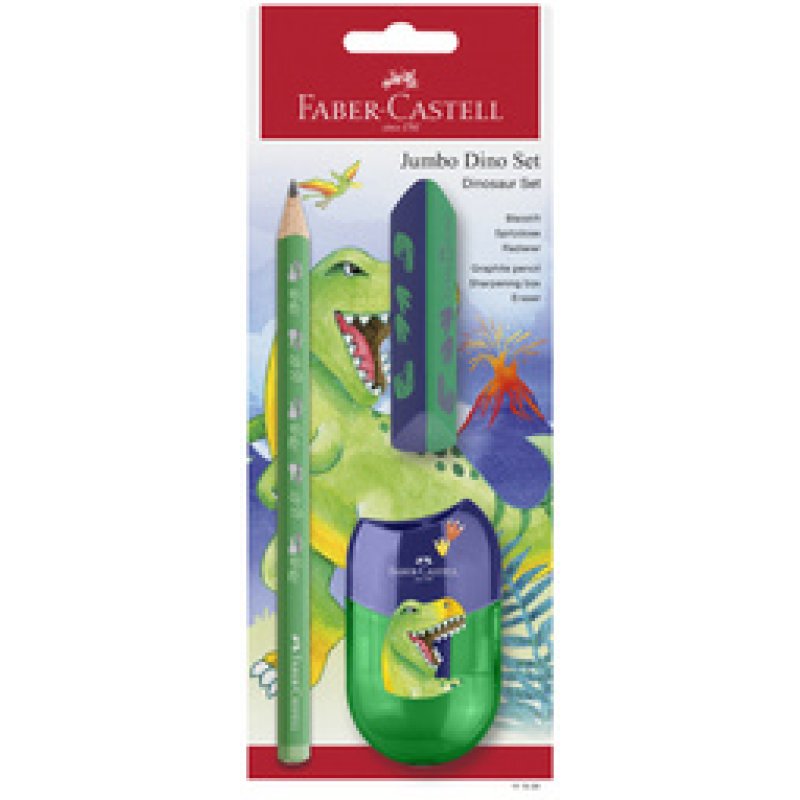 FABER-CASTELL Kit d'écriture Dino Jumbo, 3 pièces, vert