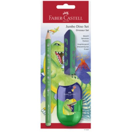 FABER-CASTELL Kit d'écriture Dino Jumbo, 3 pièces, vert