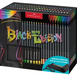 FABER-CASTELL Crayon de couleur Black Edition, étui-rouleau