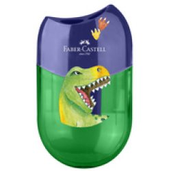 FABER-CASTELL Taille-crayon 2 trous "Dino", vert/bleu