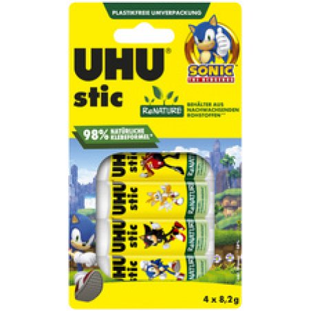 UHU Bâton de colle stic ReNATURE SONIC, 4x 8,2 g, blister