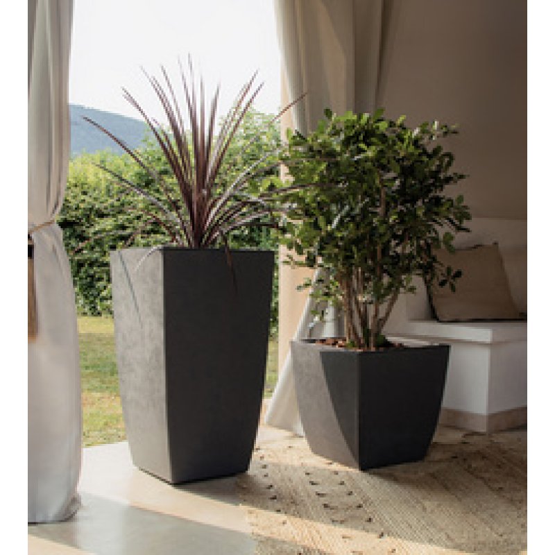 EDA Bac à plantes BASALT Diva, carré, 435 mm, anthracite