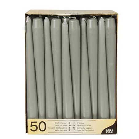 Papstar 84805 bougie en cire Rond Gris 50 pièce(s)
