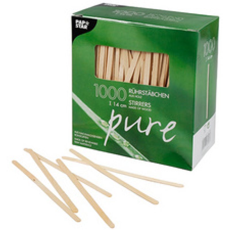 PAPSTAR Touillette "pure", longueur: 110 mm, en bois