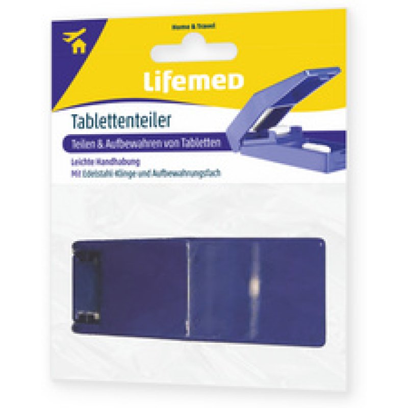 Lifemed Coupe-comprimé avec réservoir, bleu