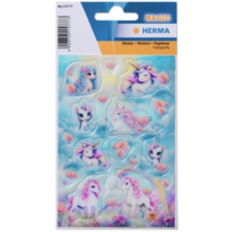 HERMA Sticker Happy Unicorns, transpuffy
