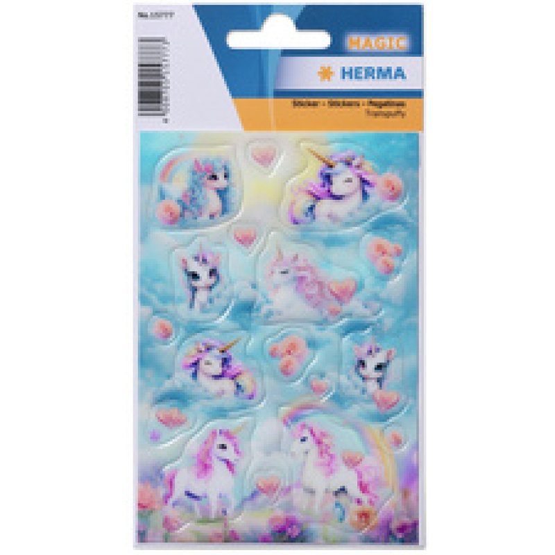 HERMA Sticker MAGIC Happy Unicorns, Transpuffy