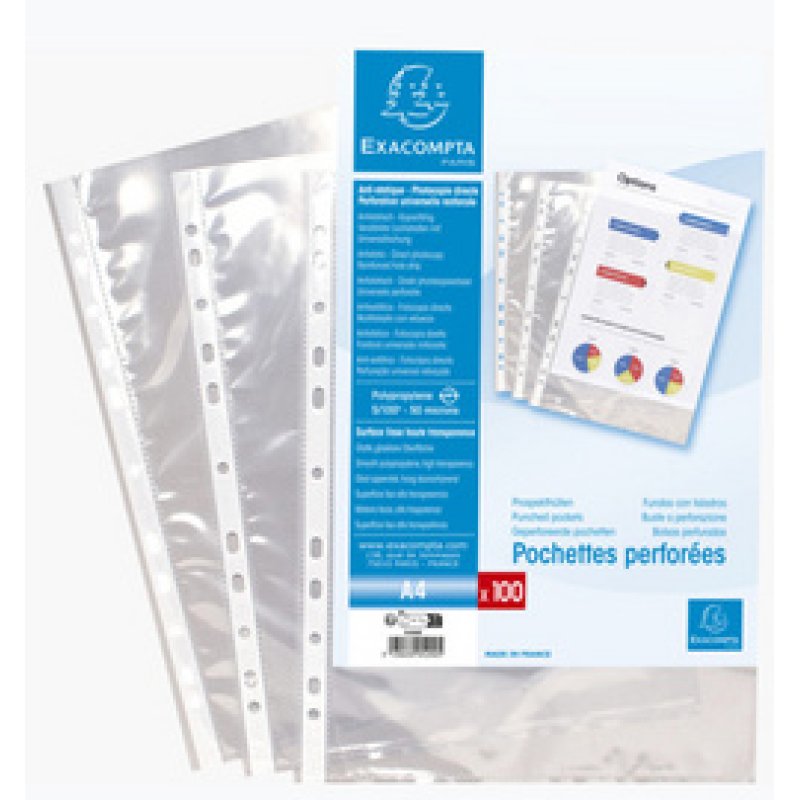 EXACOMPTA Pochette perforée, A4, PP, transparent