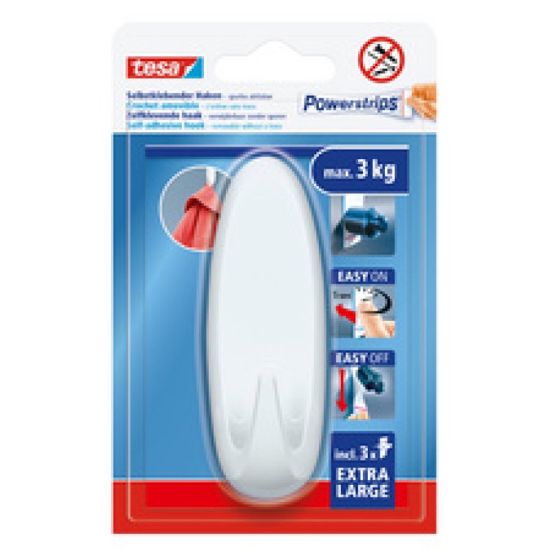 tesa Crochet Powerstrips EXTRA LARGE ovale, blanc