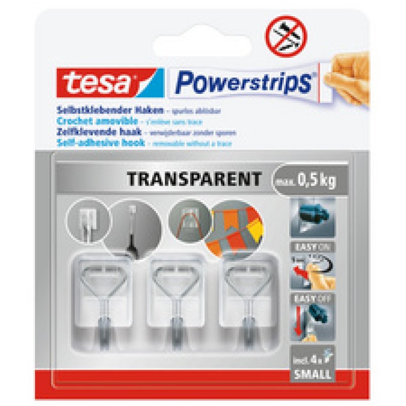 tesa Crochet Powerstrips WIRED HOOK SMALL, transparent