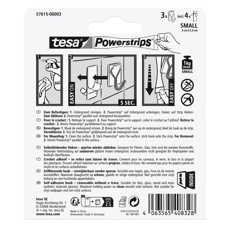 TESA 576150000300 Indoor Universal hook White 3 pc(s)