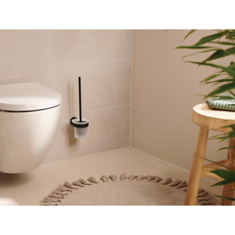 TESA MOON BLACK Support et brosse pour toilettes