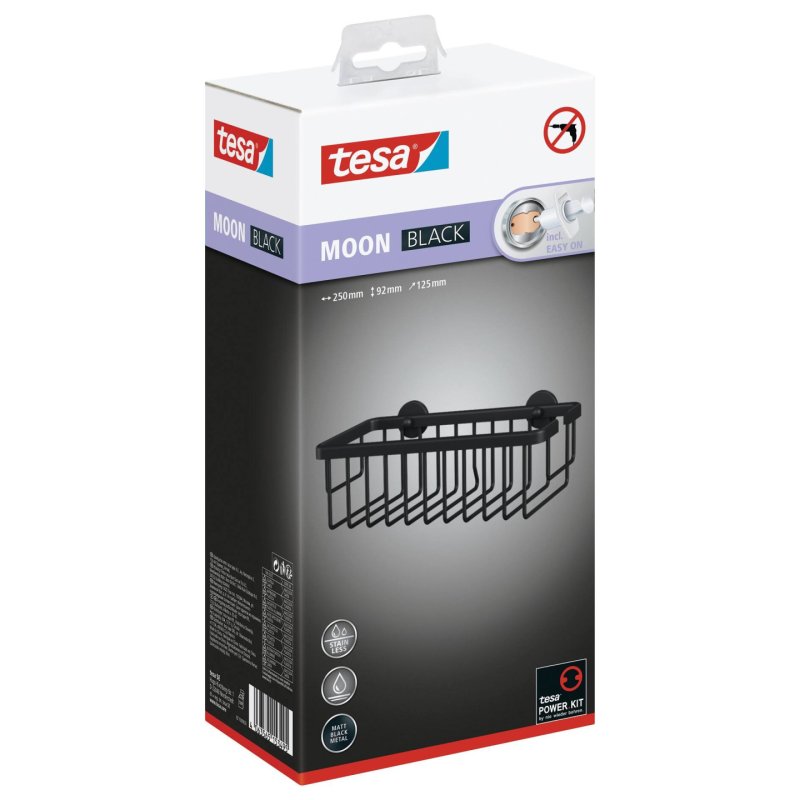 tesa Corbeille de douche MOON BLACK, 1 niveau, noir