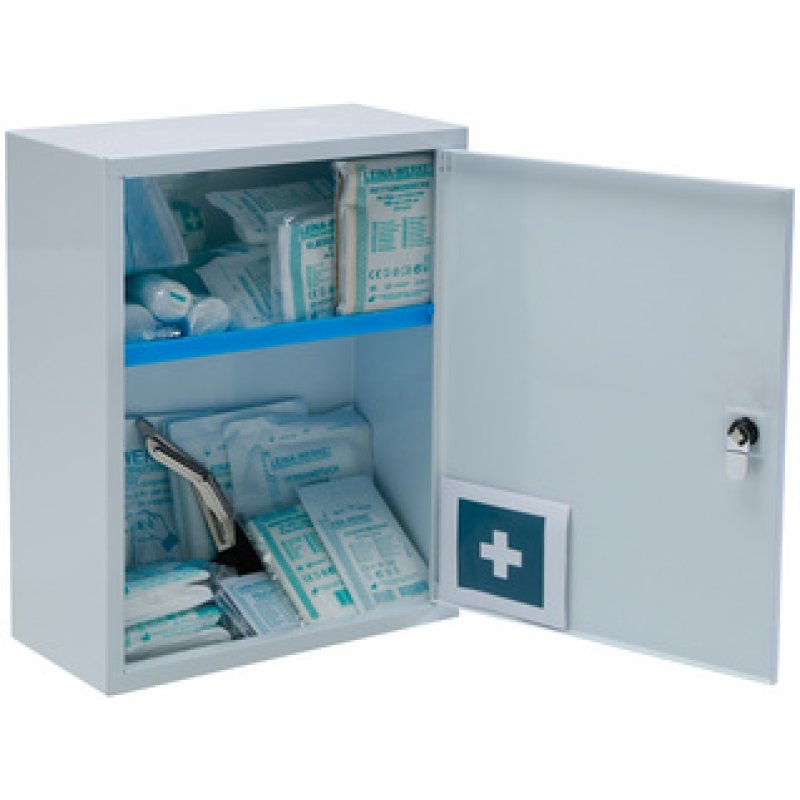 LEINA Verbandschrank Medisan A, Inhalt DIN 13157, perlweiß