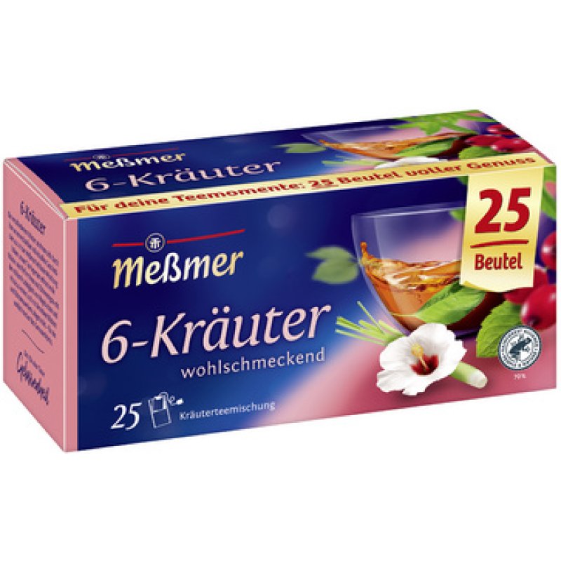 Meßmer Thé "6 herbes", parfumé, paquet de 25