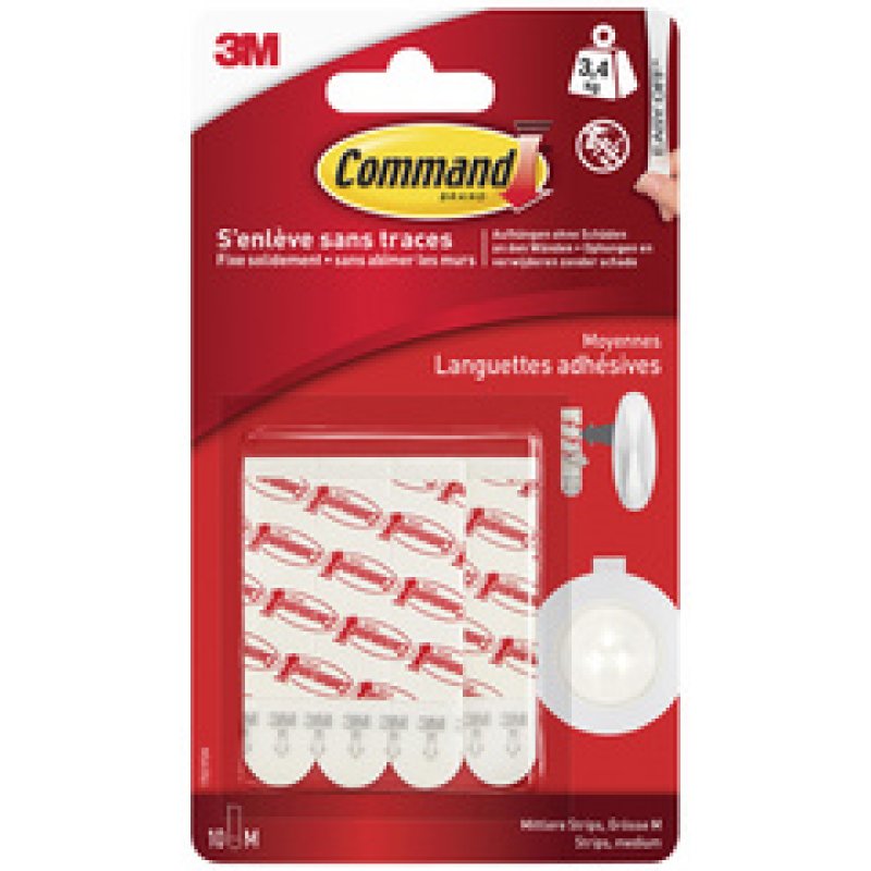 3M Command Paquet de recharge languettes adhésives, blanc