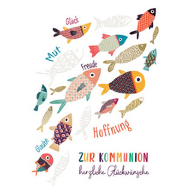 CACTUS Kommunionskarte "Fischschwarm"