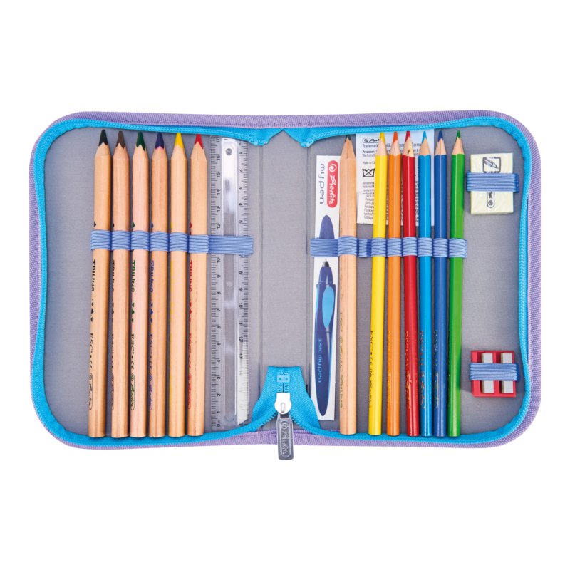Herlitz SoftLight GREENline Little Monster Ensemble de cartables Fille Polyester Bleu, Lilas, Jaune