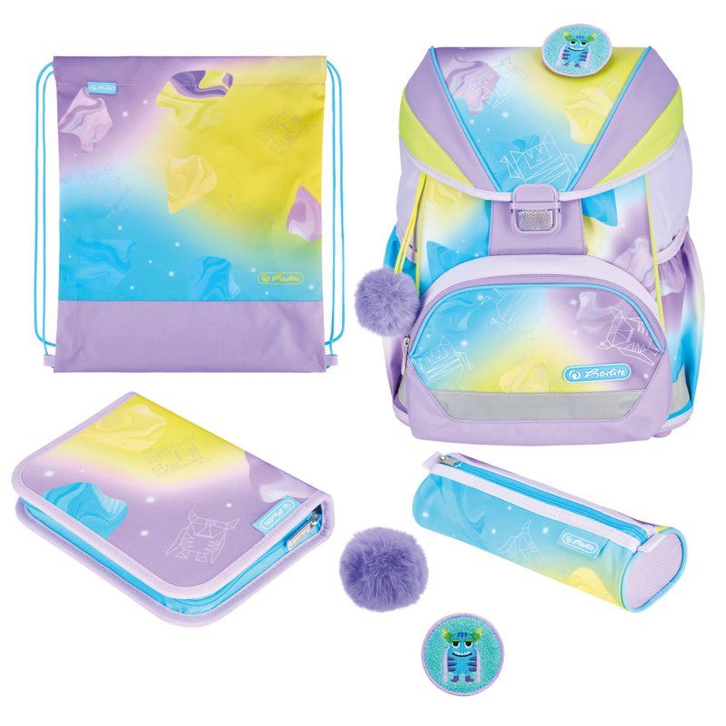 Herlitz UltraLight XL Plus Little Monster school bag set Girl Polyester Blue, Lilac, Yellow