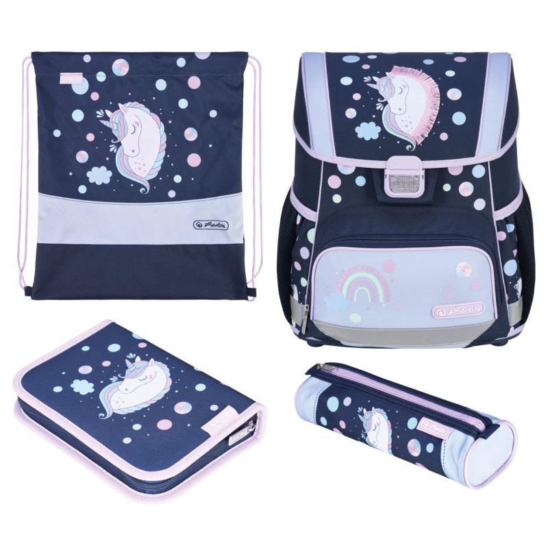 Herlitz Loop Plus Unicorn Dreams school bag set Girl Polyester Dark Blue, Pink
