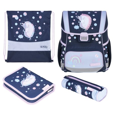 Herlitz Loop Plus Unicorn Dreams school bag set Girl Polyester Dark Blue, Pink