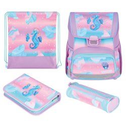 Herlitz Loop Plus Ocean Lights Ensemble de cartables Fille Polyester Bleu, Rose