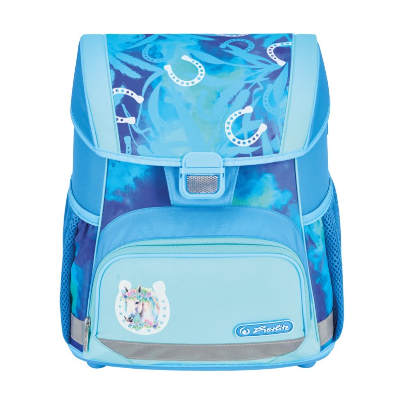 Herlitz Loop Plus Lucky Horse Ensemble de cartables Fille Polyester Bleu, Bleu clair
