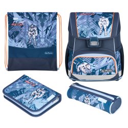 Herlitz Loop Plus TechMech Ensemble de cartables Garçon Polyester Bleu, Orange