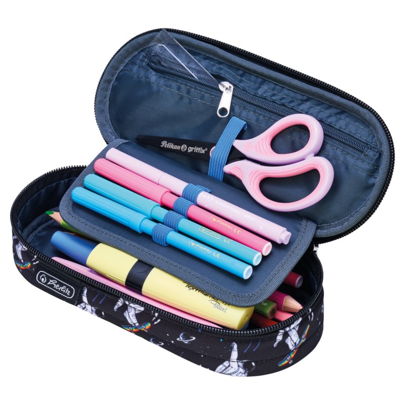 Herlitz Etui Space Skater Soft pencil case Polyester Dark Blue, White