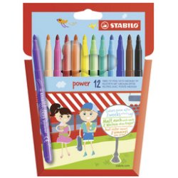 STABILO Feutre power, rond, étui en carton de 18