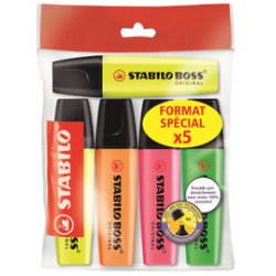 STABILO Surligneur "BOSS ORIGINAL", Ecopack de 5
