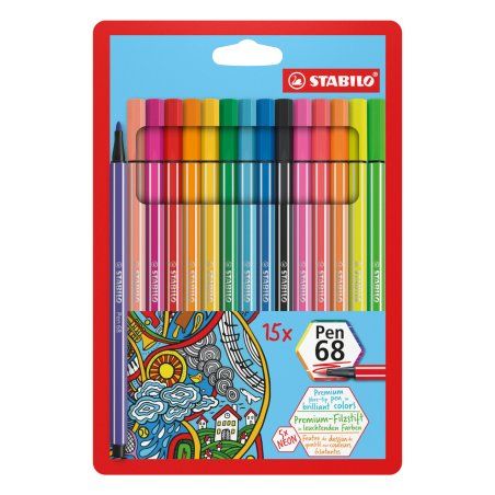 STABILO Pen 68 stylo-feutre Multicolore 15 pièce(s)