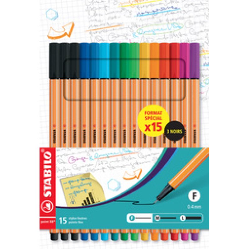 STABILO Feutre à pointe fine point 88, étui carton de 10