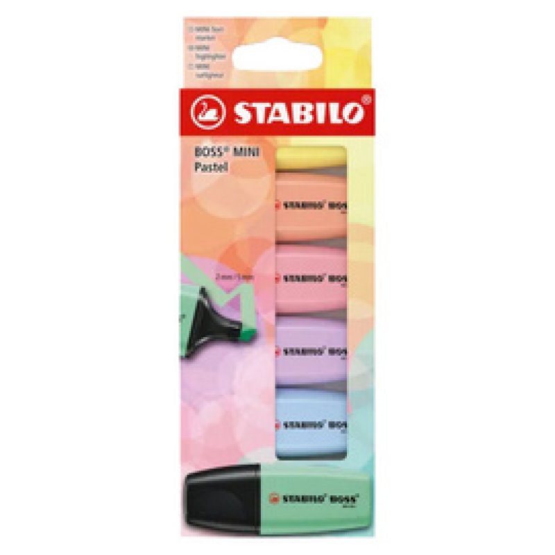 STABILO Surligneur BOSS MINI Pastel, étui carton de 5
