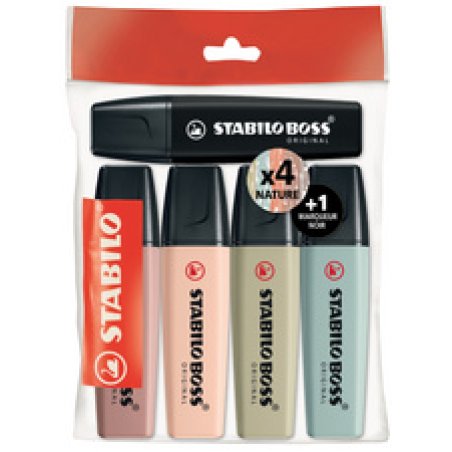 STABILO Surligneur BOSS ORIGINAL NatureCOLORS, étui de 5