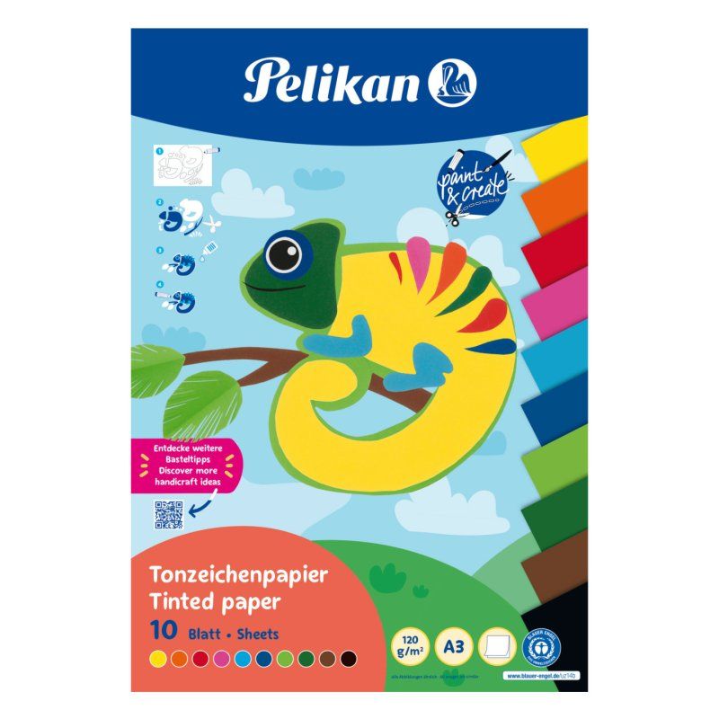 Pelikan Bloc de papier de couleur, A3, 10 feuilles, assorti