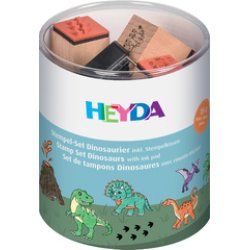 HEYDA Jeu de tampons à motif "Dinosaure", boîte ronde